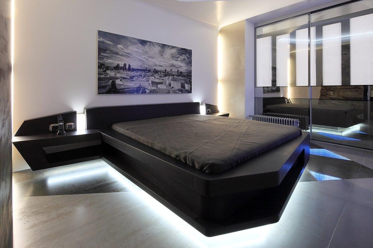 Дизайн спальни в стиле хай-тек